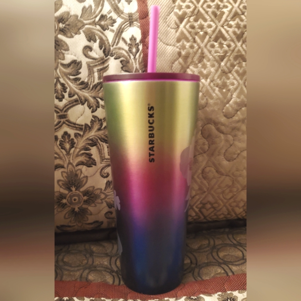 Starbucks venti stainless steel ombre floral cold cup